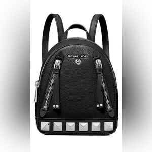 💫100% Authentic Michael Kors Mini Brooklyn Studded Leather Black Backpack ✨
